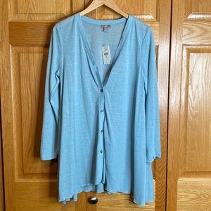 J Jill Button front tunic top size medium New with tag blue/green